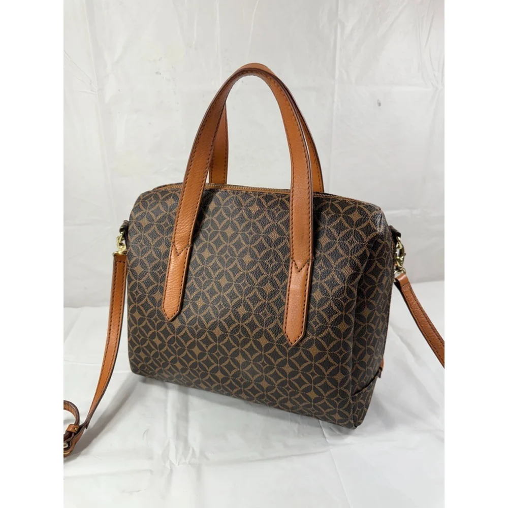 FOSSIL SYDNEY Multi Brown PVC Coated Canvas Satchel Medium